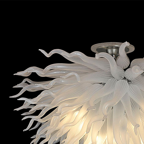 White Chihuly Style Hand Blown Glass Chandelier