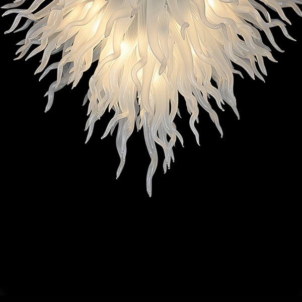 White Chihuly Style Hand Blown Glass Chandelier