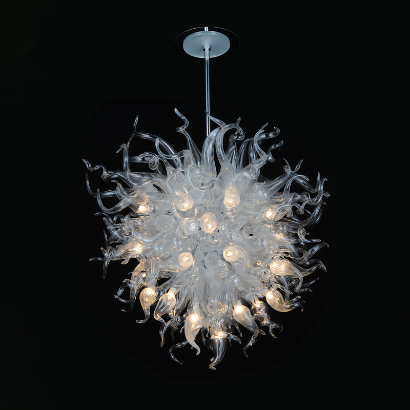 Blown Glass Chandelier Clear White Chihuly Art Light