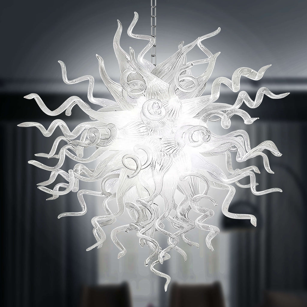 Crystal white blown glass chandelier for indoor decor - Longree