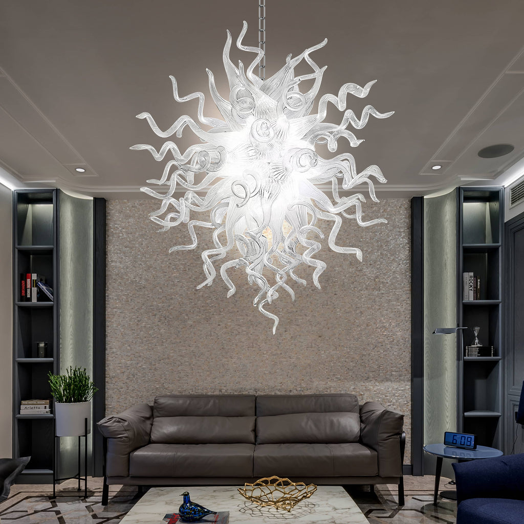 Crystal white blown glass chandelier for indoor decor - Longree