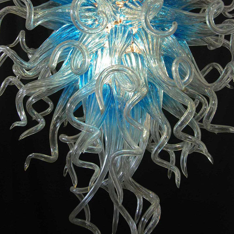 Blown Glass Chandelier Ice Blue Chihuly Style Art Decor