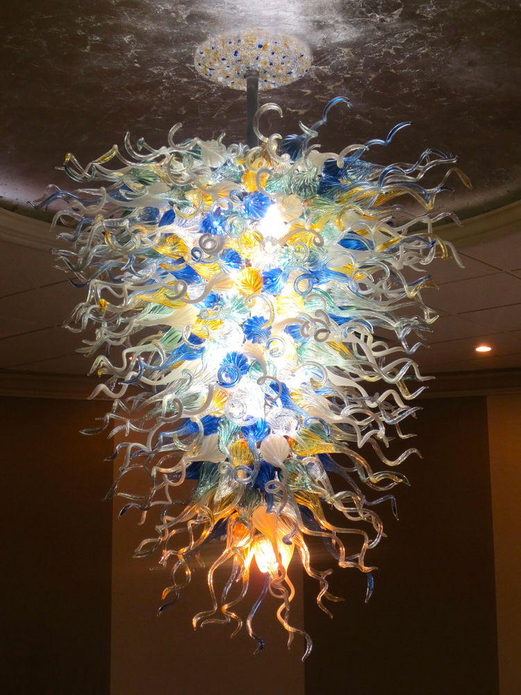Blown Glass Chandelier Large Colorful Chihuly Style