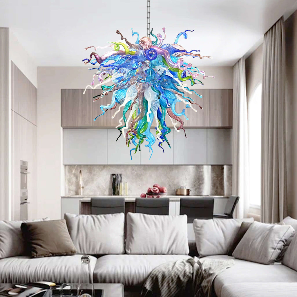 Blown Glass Chandelier Colorful Chihuly Style Murano Glass