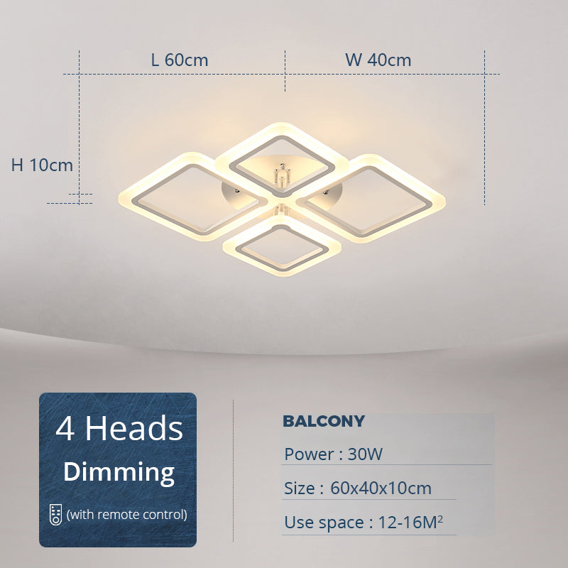 Modern Ceiling Light LED Acrylic Strip With Remote Control Dimmable Lighting Furniture
