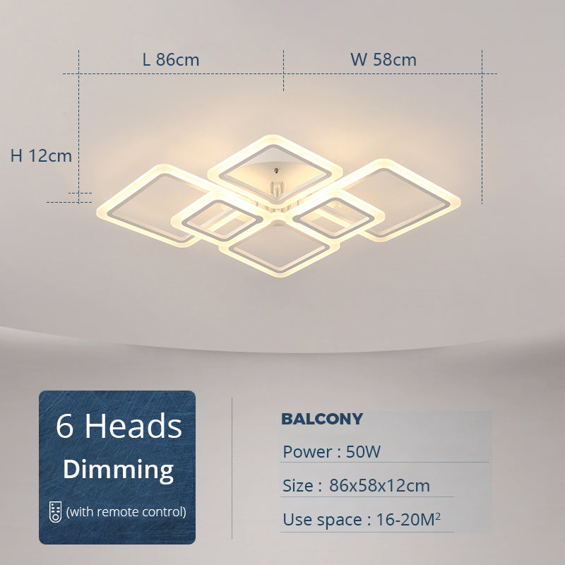 Modern Ceiling Light LED Acrylic Strip With Remote Control Dimmable For Bedroom