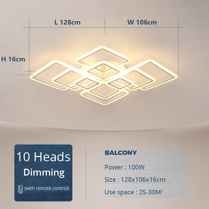 Modern Ceiling Light LED Acrylic Strip With Remote Control Dimmable For Study Room