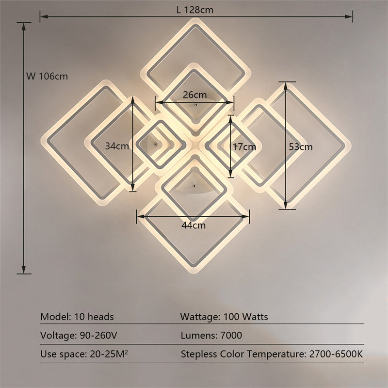 Modern Ceiling Light LED Acrylic Strip With Remote Control Dimmable Decorative Lighting