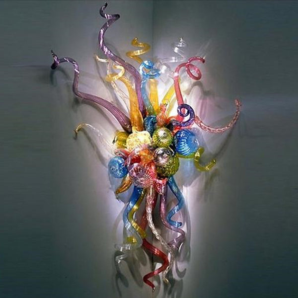 Chihuly style blown glass wall lamps