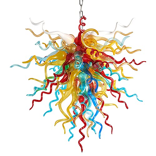Blown Glass Chandelier Multi-color Chihuly Style