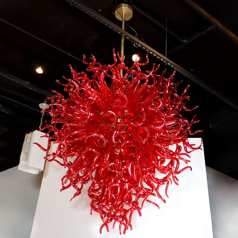 Chihuly red blown glass chandelier,jpg