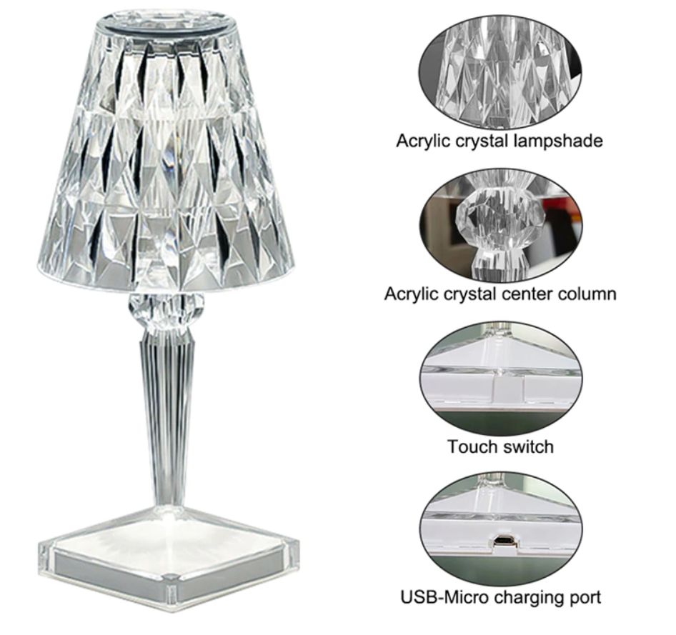 Modern Table lamps Colored Acrylic Crystal Lampshade For Bedside