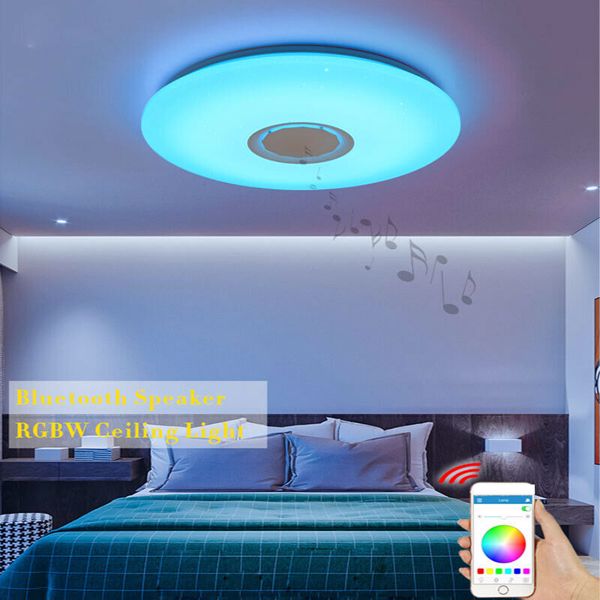 LED Ceiling Light Music RGB bluetooth Speaker Lamp Dimmable W/Smart Remote