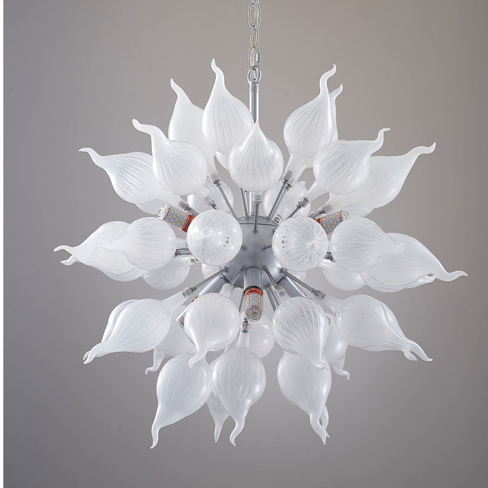 Sputnik Style Blown Glass Chandelier LED White Pendant Light
