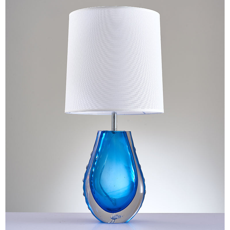 Modern decor navy blue azure glass based unique LED bedside table lamp