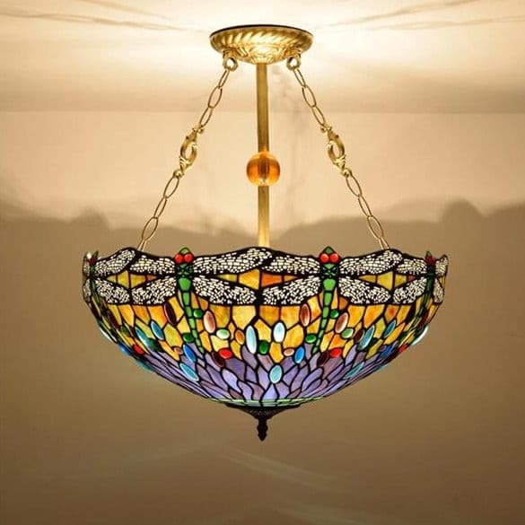 tiffany style stained glass hanging lamp