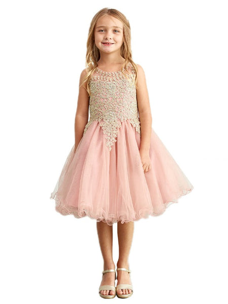 Big Girls Dusty Rose Tulle Junior Bridesmaid Dresses