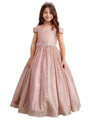 Rose Gold Off-Shoulder Pageant Dresses