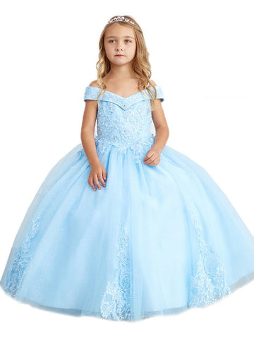 Tip Top Kids 7033 Royal Blue Double Layer Lace Overlay Pageant Dress