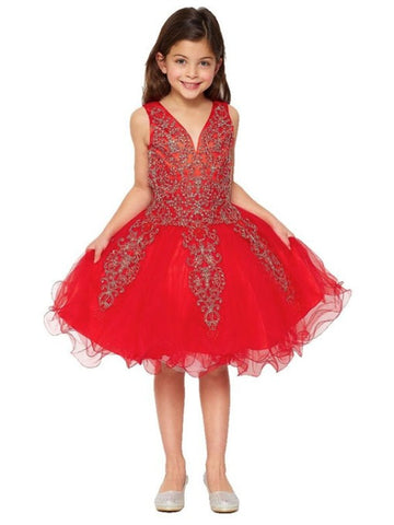 Cinderella Couture 5110 Lace Corset Short Tulle Junior Bridesmaid Dress