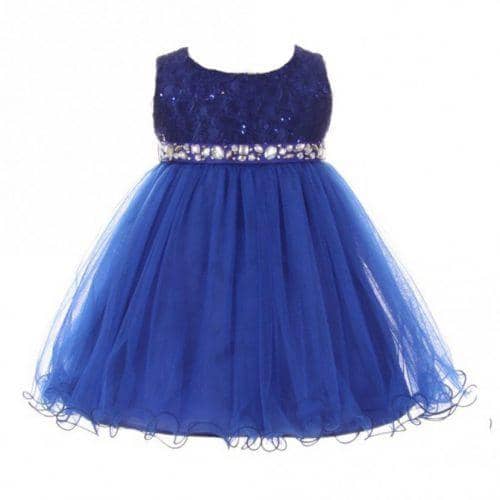 Baby girl blue sequin and lace Christmas dress