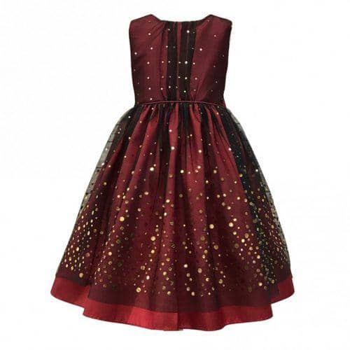 Little girl burgundy Christmas dress