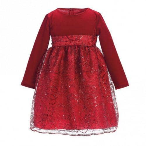 vestido de terciopelo rojo para niñas