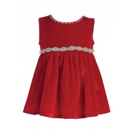 vestido de niña de terciopelo rojo