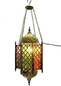 BR65 Antique Reproduction Military Arabian Style Cast Brass Pendant Net Lamp / Lantern