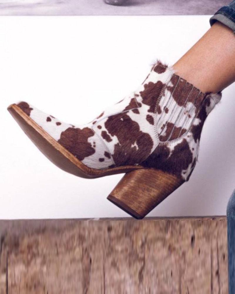 cow print chelsea boots