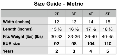 Size Guide -Toddler Premium Tee | Bella + Canvas 3001T (Metric)