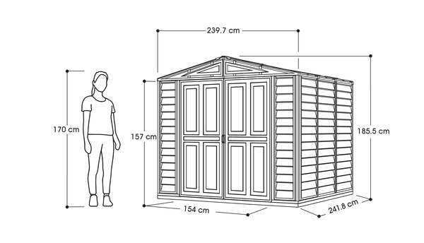 DuraMate Garden Storage Shed 8x8ft- Cosmoplast UAE