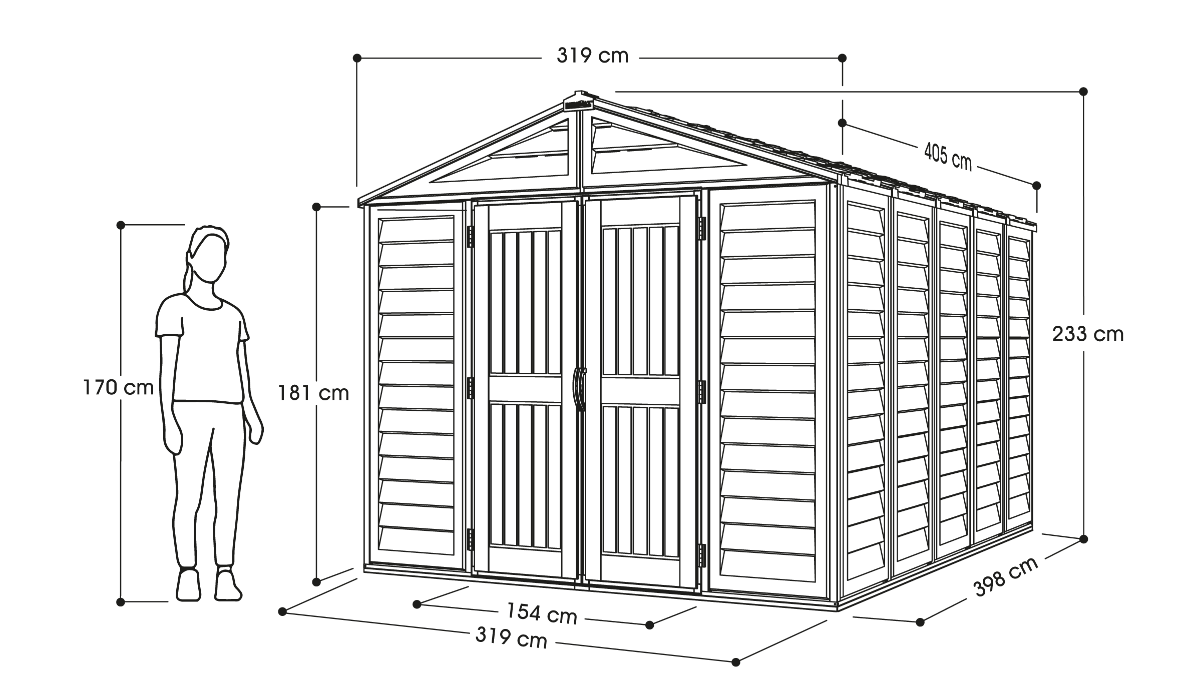 WoodBridge PLUS 10.5x13ft | Walk-in Shed | Cosmoplast Storage