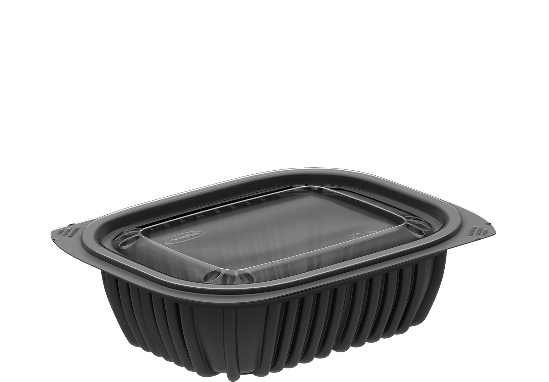 Cosmoplast General Purpose 16 oz. Plastic Black Containers with Lids