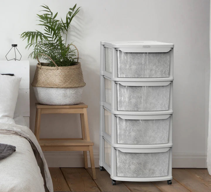 CERAMIC 4 TIERS MULTIPURPOSE STORAGE CABINET WITH WHEELS