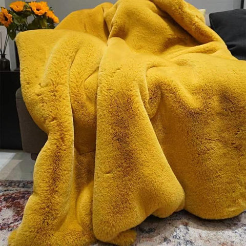 gold faux fur blanket