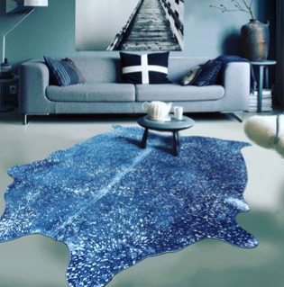 blue cowhide rug