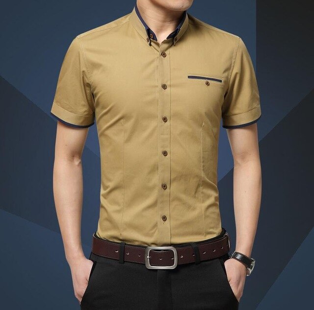 Summer Solid Slim Fit Short Sleeve Casual Dress Shirts – wearlys