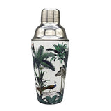 Darwin's Menagerie Cocktail Shaker - Jungle trees with a leopard, zebra and peacock