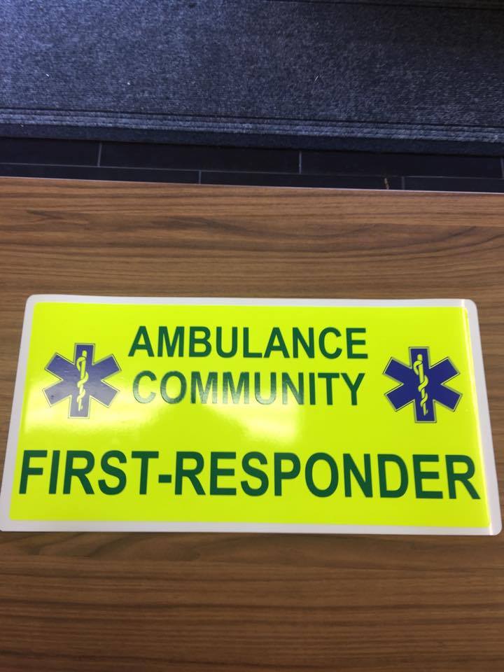 Magnet Ambulance Community First Responder Magnet with Day Glo Backgro