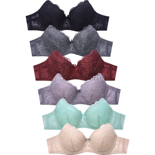 PACK OF 6 MAMIA WOMEN'S FULL LACE BRA (BR4478L) – 247 Frenzy