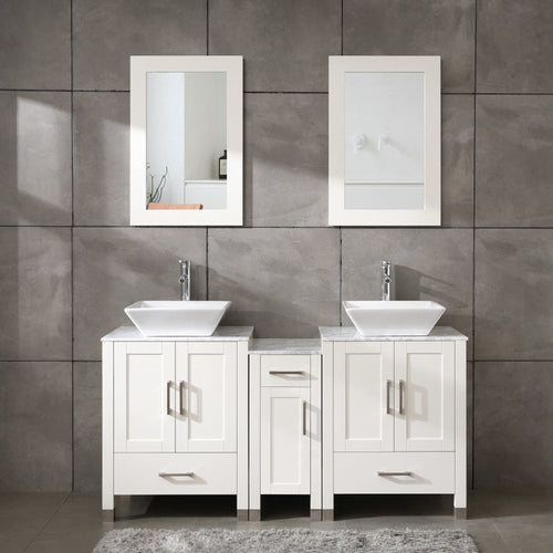 Alice 48 Inch Bathroom Vanity Cabinet White With Glass Top