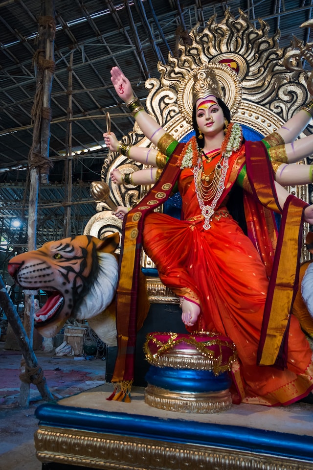 maa durga god deity with tiger