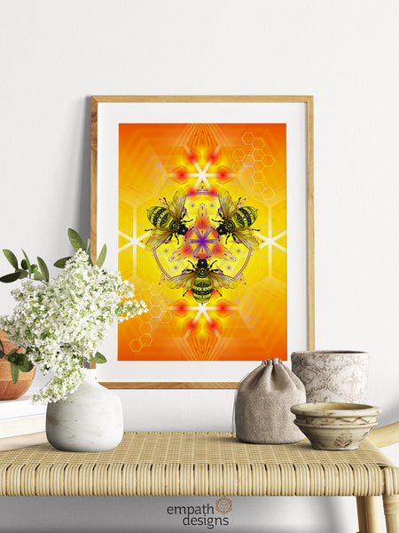 Bee-Luminate art print printed on bamboo paper