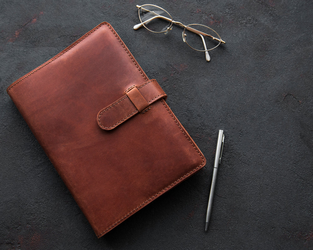 Brown leather notebook