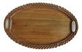 Indichues Wooden Large Oval Decorative Designer Serving Tray with Handles in Walnut from Kashmir