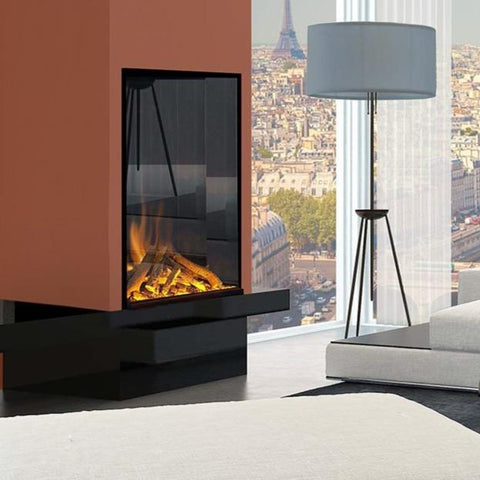 Built-In Corner Electric Fireplace in Living Room