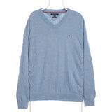 Tommy Hilfiger 90's V Neck Knitted Jumper / Sweater XLarge Blue