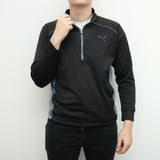 Puma - Black Embroidered Quarter Zip Sweatshirt - Large