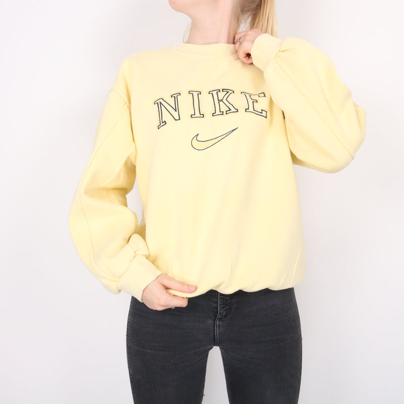 nike embroidered spell out sweatshirt